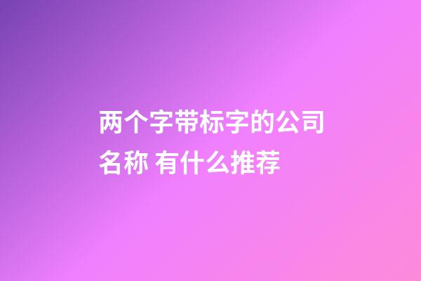 两个字带标字的公司名称 有什么推荐-第1张-公司起名-玄机派